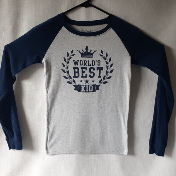 World's best kid gray/navy long sleeve t-shirt - Picture 5 of 8